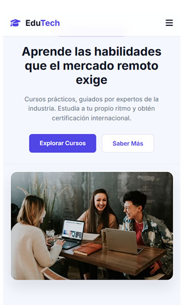 Página web para academia vista en celular